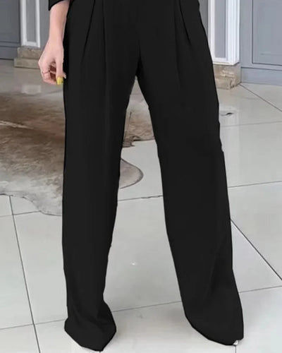 Tifany - Ensemble deux pièces composé d'une veste de tailleur courte de couleur unie et d'un pantalon décontracté