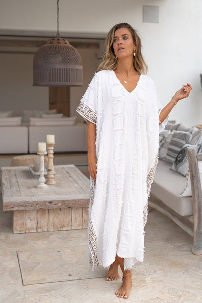 Lange zomerse kaftan met wijde pasvorm en stijlvolle uitstraling
