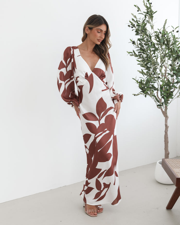 Maxi jurk met lange mouwen en verfijnde print voor een elegante uitstraling