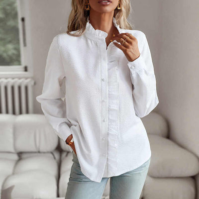 Elegante blouse met lange mouwen en ruches