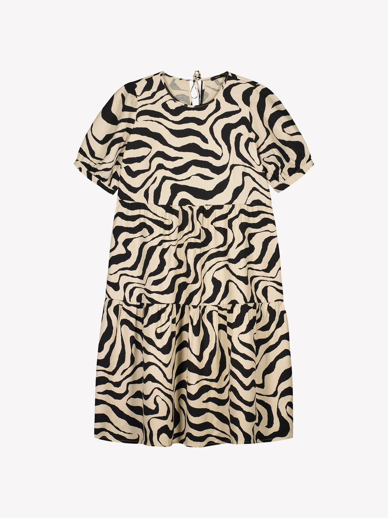 Casual midi jurk met dierenmotief en korte mouwen