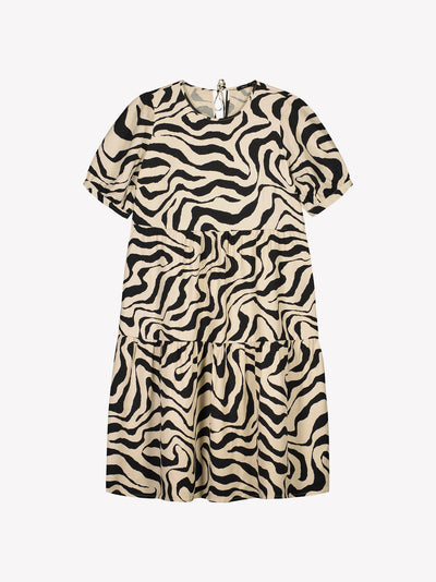 Casual midi jurk met dierenmotief en korte mouwen