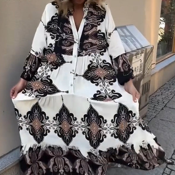 Elegante damesjurk met print en losvallend ontwerp voor een luchtige en stijlvolle look