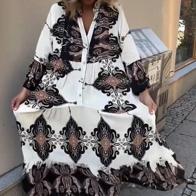 Elegante damesjurk met print en losvallend ontwerp voor een luchtige en stijlvolle look