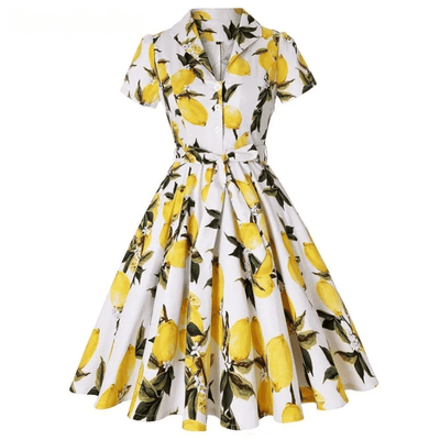 Vintage dames mini-jurk met natuurlijke print en elegante uitstraling