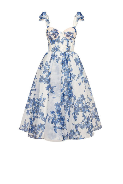 Zomerse midi jurk met bloemenprint en fijne bandjes