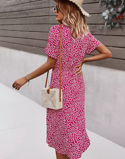 Elegante boho maxi jurk met vloeiende lengte en moderne afwerking