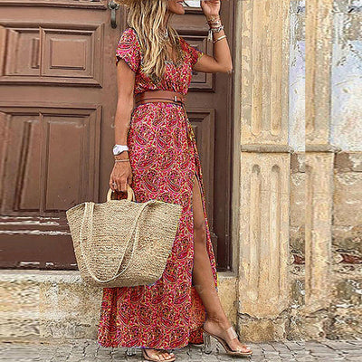 Elegante boho maxi jurk met chique uitstraling