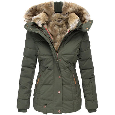 Damesjas met capuchon en trendy ontwerp