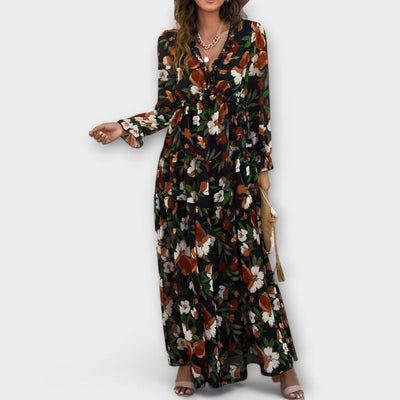 Elegante lange damesjurk met bloemenmotief en lange mouwen voor een luchtige stijl