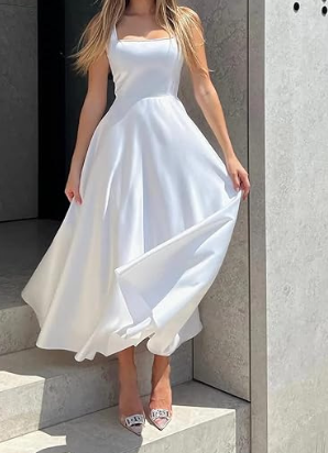 Elegante maxi jurk in A-lijn model met smalle bandjes