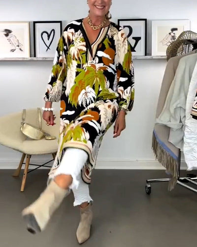 Modieuze midi-jurk met print en zomerse stranddetails voor een casual look