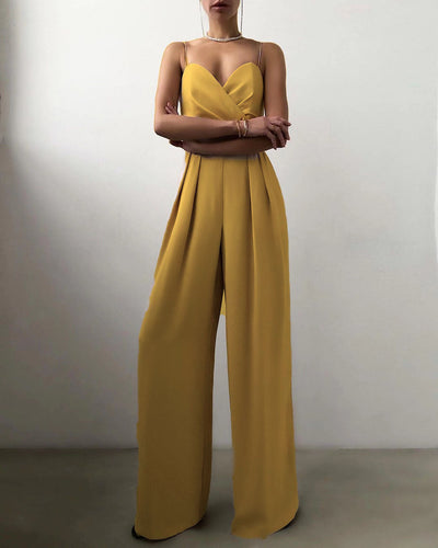 Rebecca - Rechte jumpsuit met hoge taille en spaghettibandjes