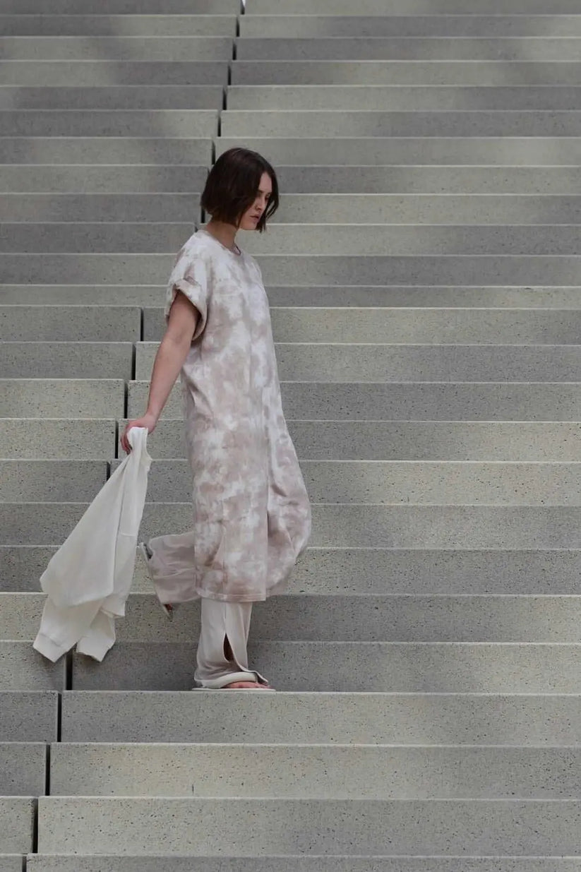 Casual oversized maxi damesjurk met tie dye print voor een relaxte look