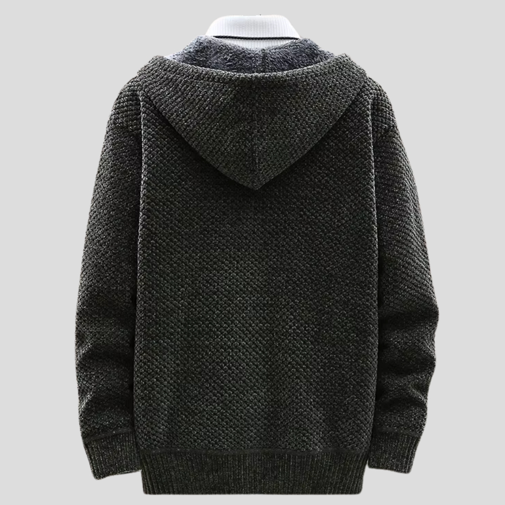 Herenhoodie met ritssluiting en vaste capuchon