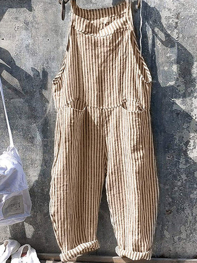 Gestreepte damesjumpsuit met wijde pijpen
