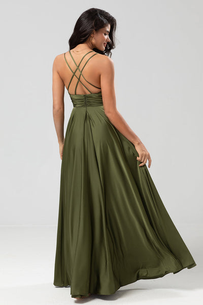 Elegante avondjurk in maxi lengte zonder mouwen met stijlvolle V hals