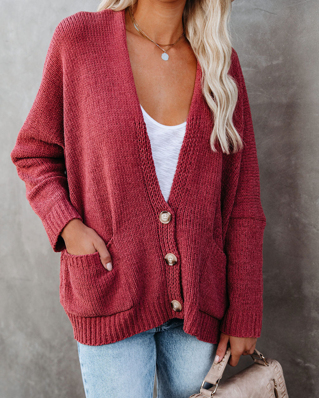 Elegante Cardigan met knopen en praktische zakken