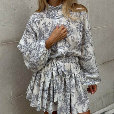 Elegant boho mini jurk met lange mouwen