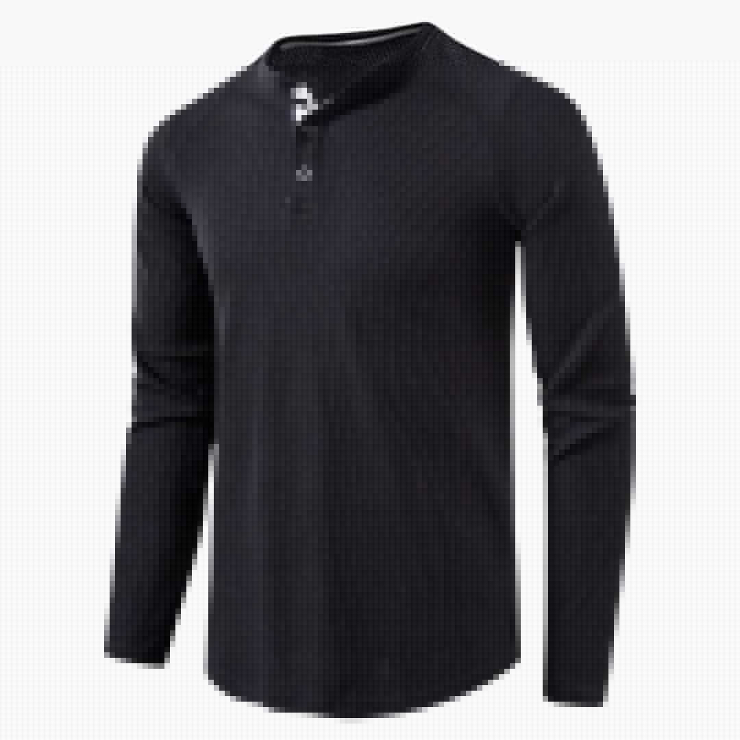 Heren T-shirt met halve knoopsluiting en lange mouwen voor een stijlvolle casual kijk
