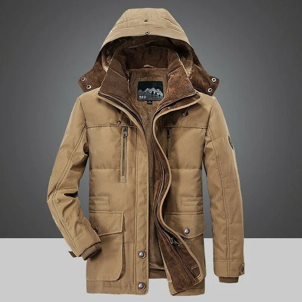 Heren winterjas met diepe capuchon voor koud weer
