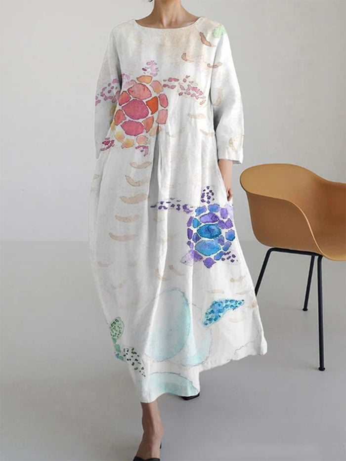 Bohemian zomerjurk voor dames met losvallend model en bloemreliëf