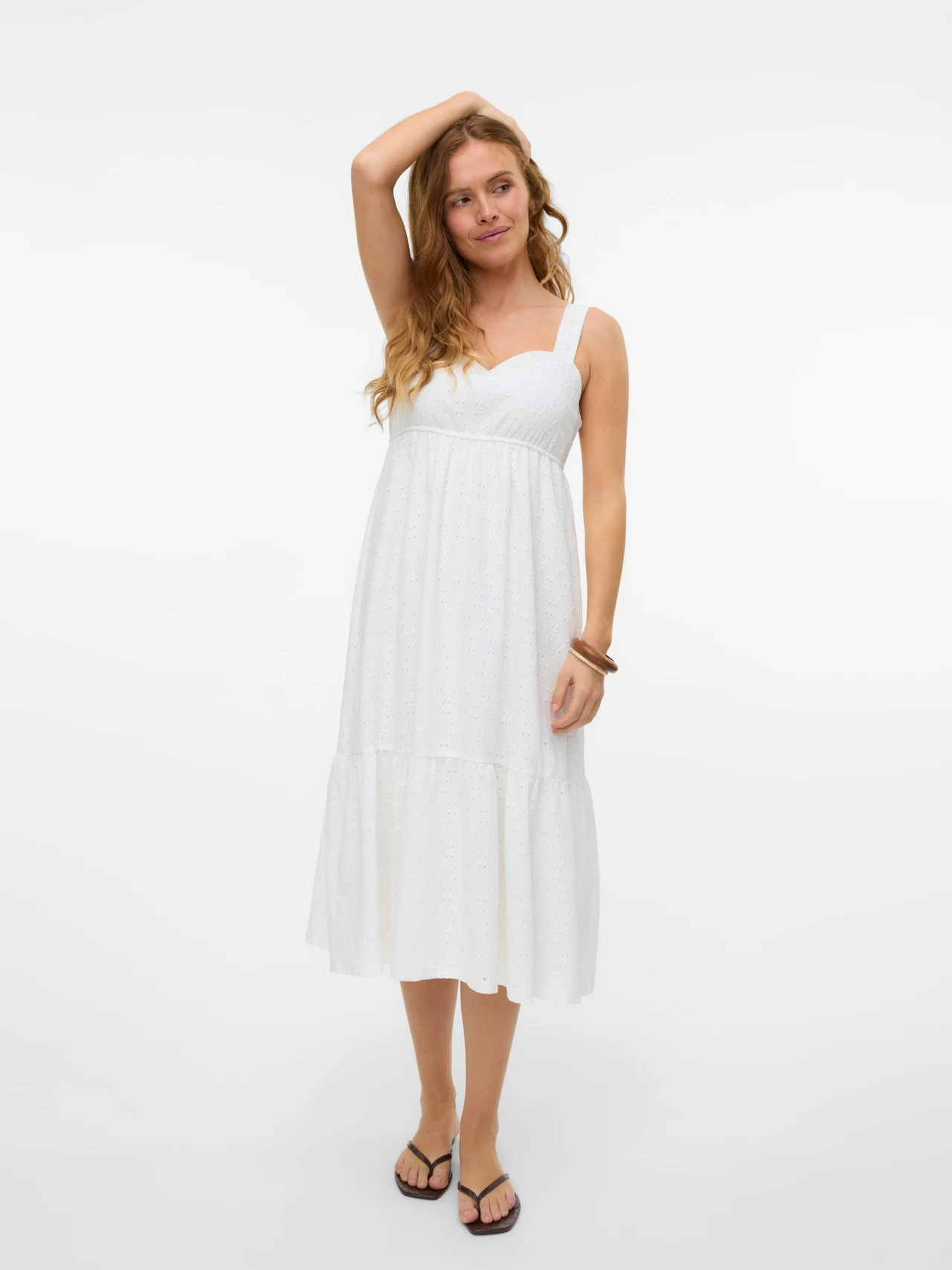 Casual midi jurk met vierkante hals en smalle bandjes
