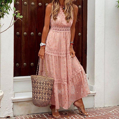 Maxi jurk in boho stijl zonder mouwen voor elegante uitstraling