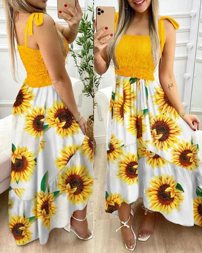 Casual maxi jurk met bloemenprint en smalle bandjes voor zomerse dagen