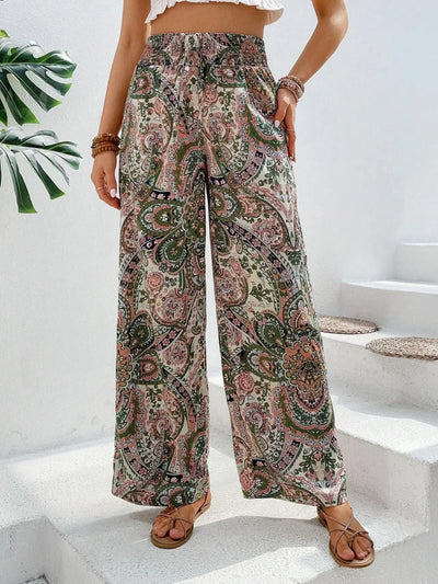Lauren - Bedrukte broek met wijde pijpen