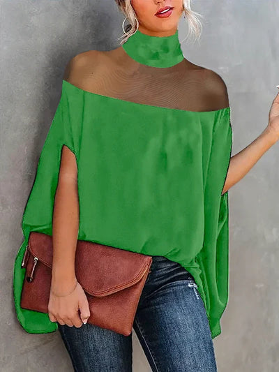Gwyneth - Transparante blouses met hoge hals en shirts met vleermuismouwen