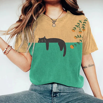 Ruth - abstract creatief luie zwarte kat schilderij kunst creatief t-shirt