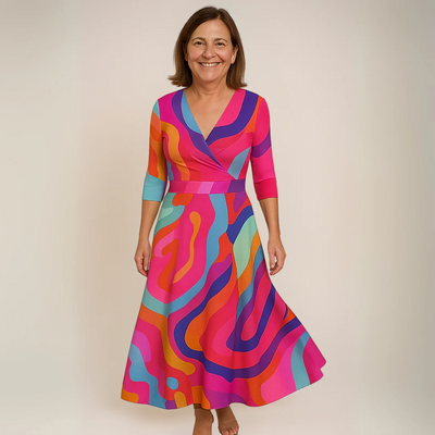 Elegante midi jurk met verfachtige bloemenprint voor een stijlvolle uitstraling