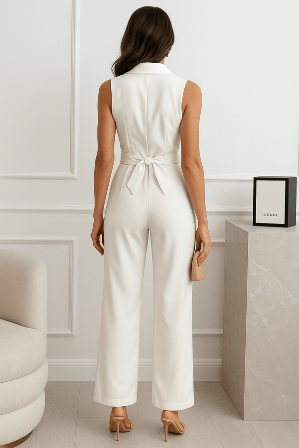 Elegante mouwloze jumpsuit met rechte pijpen voor een stijlvolle uitstraling