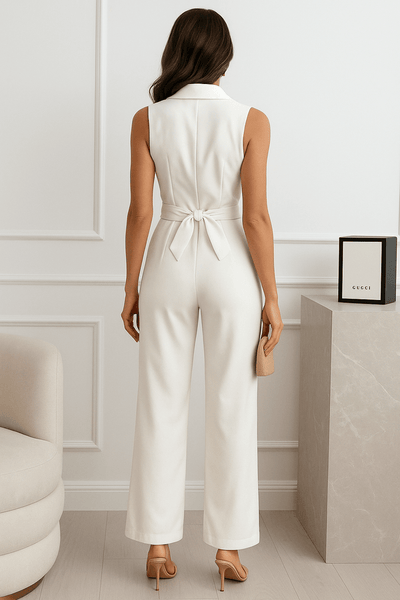 Elegante mouwloze jumpsuit met rechte pijpen voor een stijlvolle uitstraling