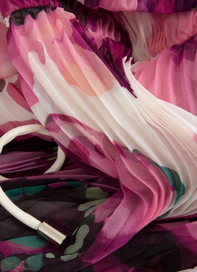 Elegante geplisseerde maxi jurk met bloemenprint en lange mouwen