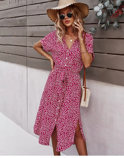 Elegante boho maxi jurk met vloeiende lengte en moderne afwerking