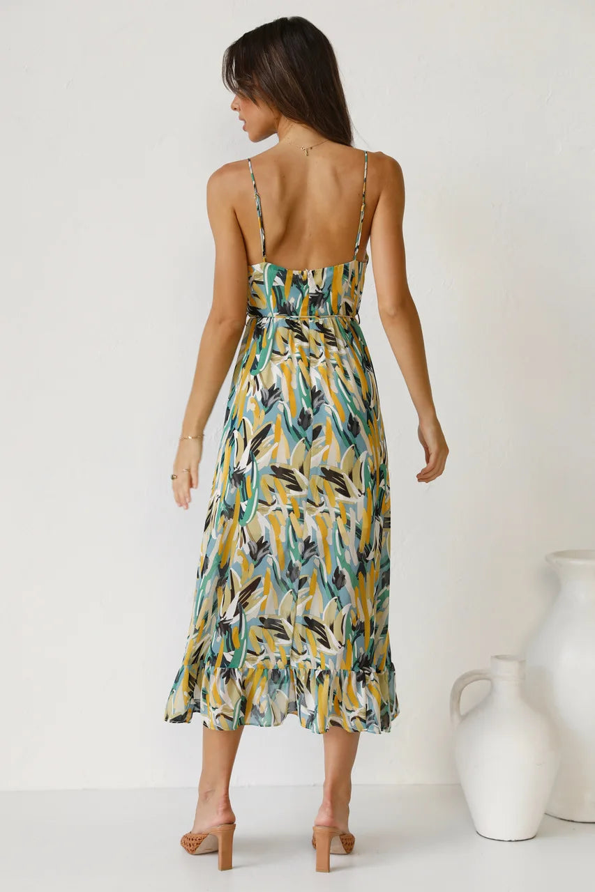 Zomerse maxi jurk met bandjes en stijlvolle look