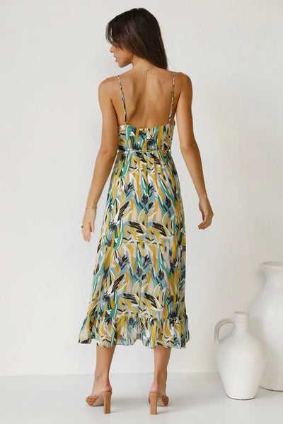 Zomerse maxi jurk met bandjes en stijlvolle look
