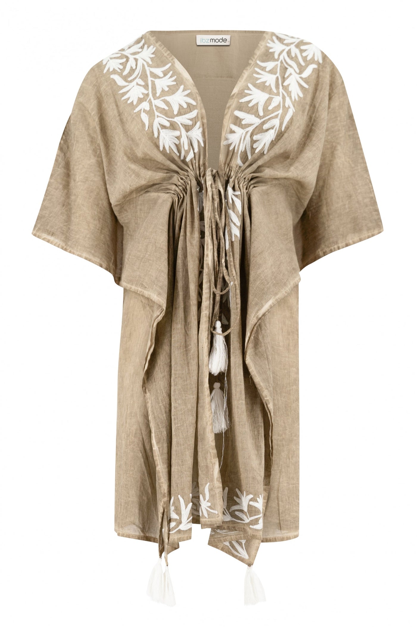 Stijlvolle strand kimono mini cape met striksluiting