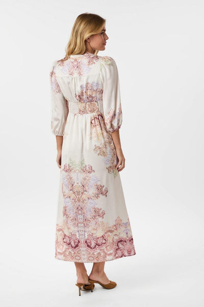 Elegante maxi jurk met knopen en driekwart mouwen