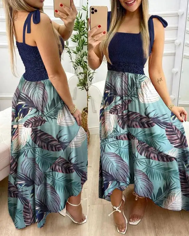 Casual maxi jurk met bloemenprint en smalle bandjes voor zomerse dagen