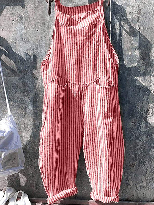 Gestreepte damesjumpsuit met wijde pijpen