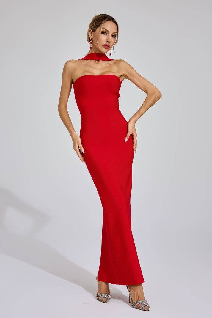 Elegante maxi jurk met halterstijl en open rug