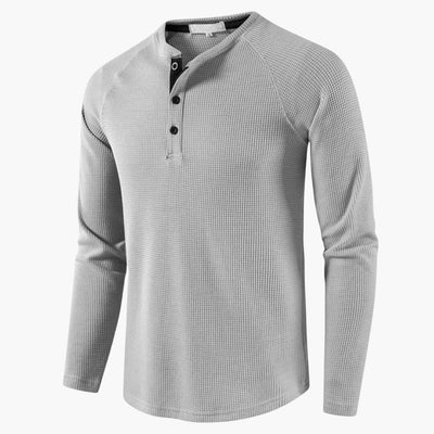 Heren T-shirt met halve knoopsluiting en lange mouwen voor een stijlvolle casual kijk