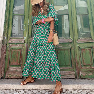 Zomerse maxi jurk met boho uitstraling en luchtige stijl
