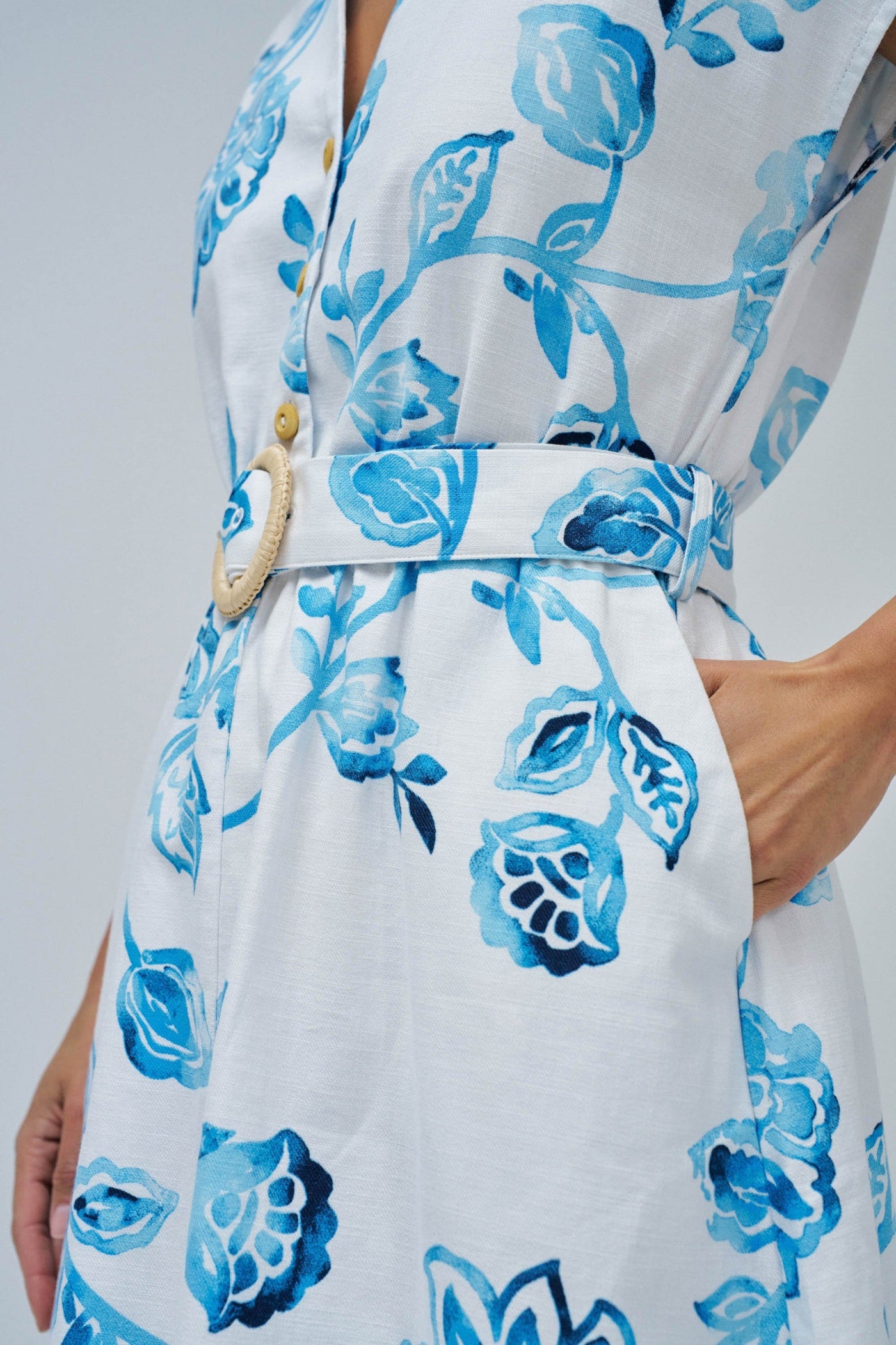 Blousejurk met bloemenpatroon en korte mouwen