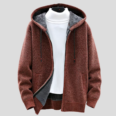 Herenhoodie met ritssluiting en vaste capuchon