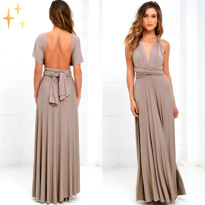 Elegante maxi jurk met meerdere draagmogelijkheden