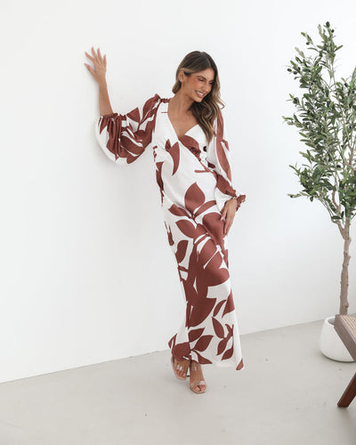 Maxi jurk met lange mouwen en verfijnde print voor een elegante uitstraling